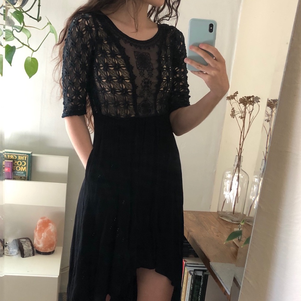 Free people black crochet dress